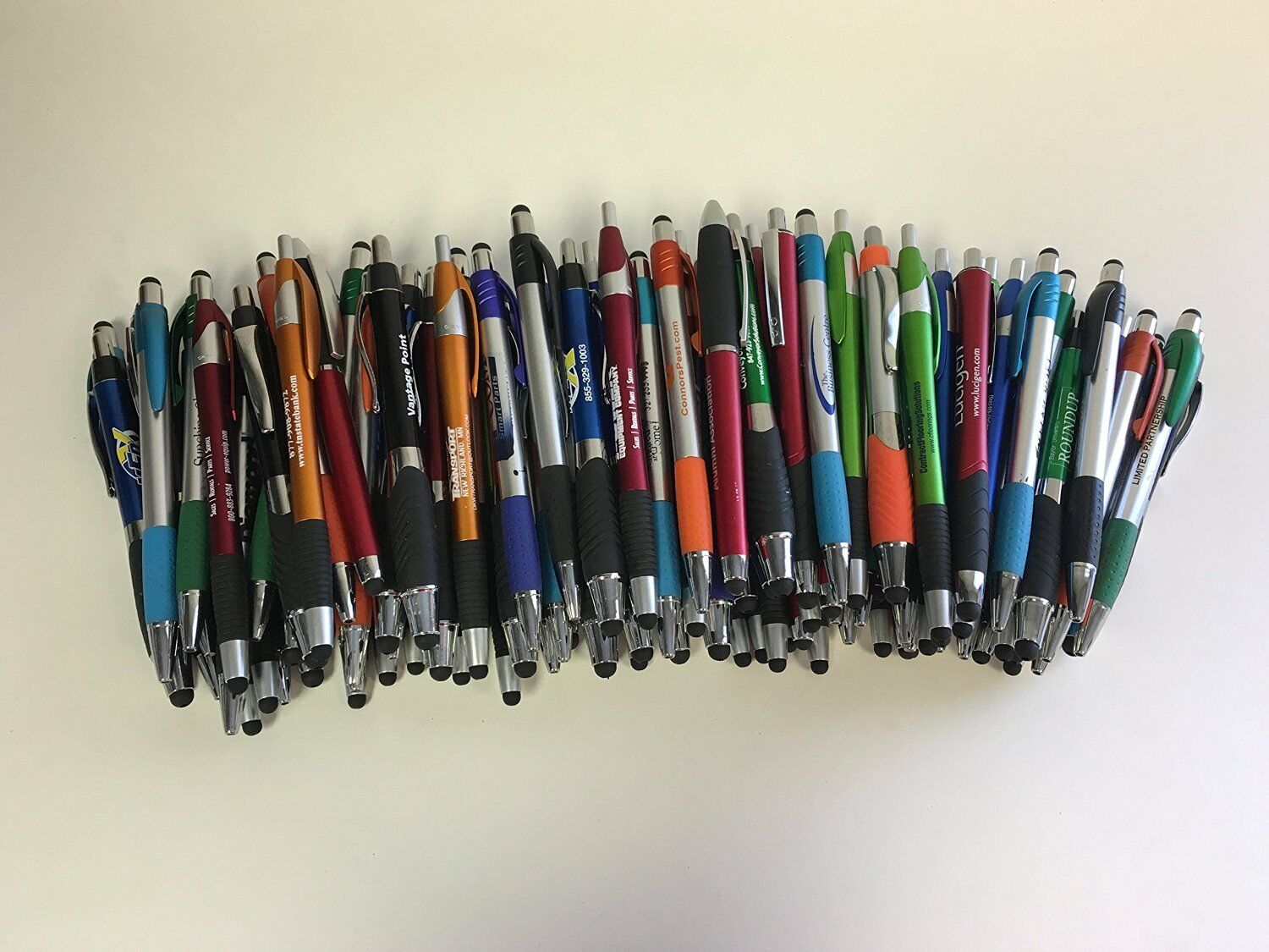 100 Lot Misprint Ink Pens With Soft Tip Stylus For Touch Screen, Assorted Barrel