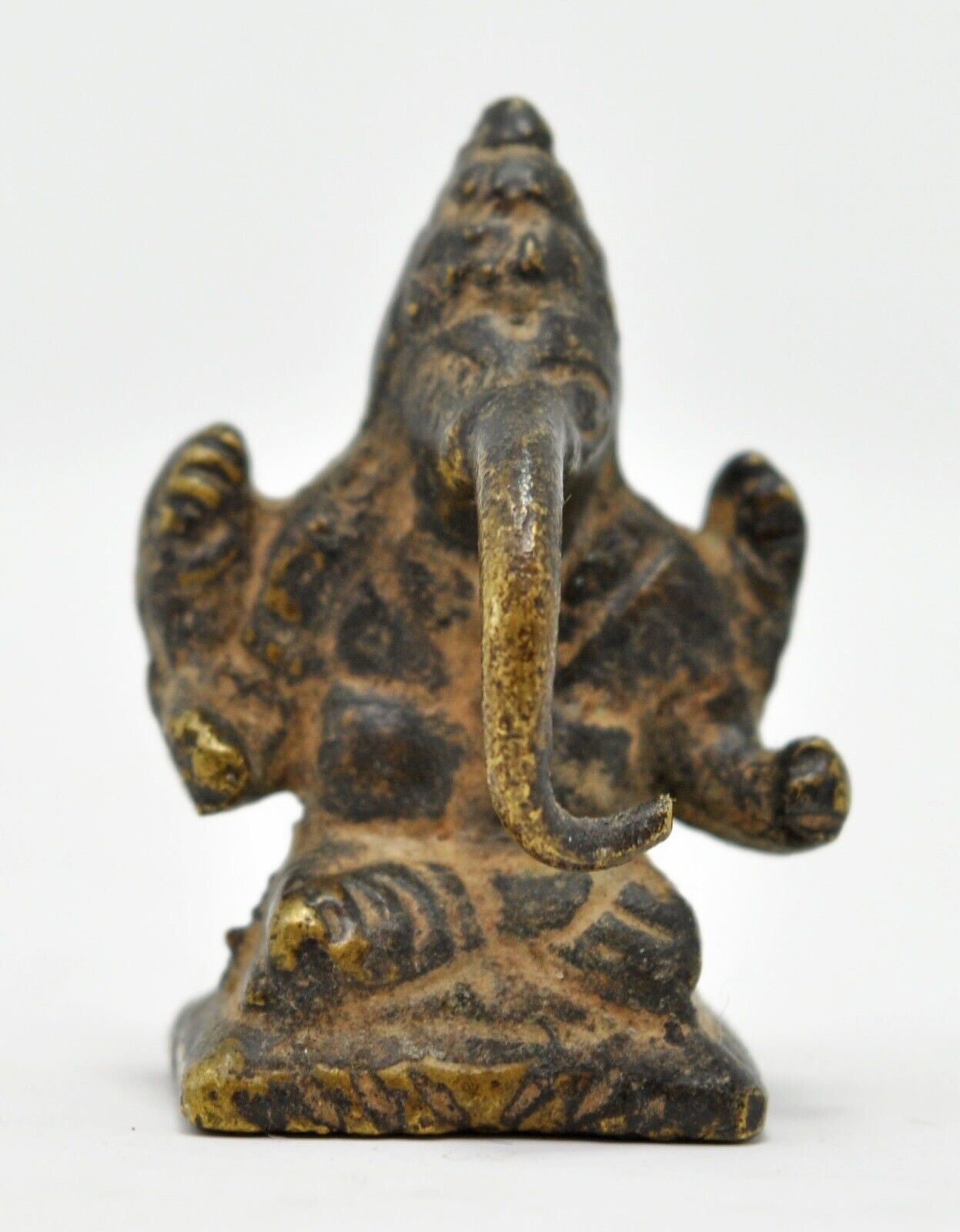 Original Old Antique Hand Crafted Engraved Brass God Ganesha Idol Figurine