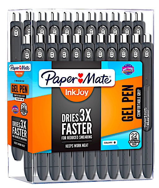 Paper Mate Inkjoy Retractable Gel Pen, Medium Point (0.7mm), Black, 22 Count